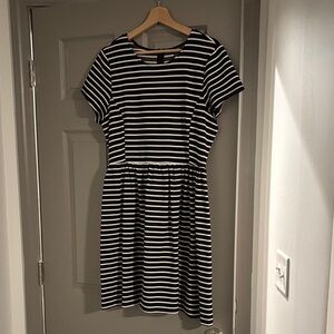 Peter Som Black and White Striped Midi Dress